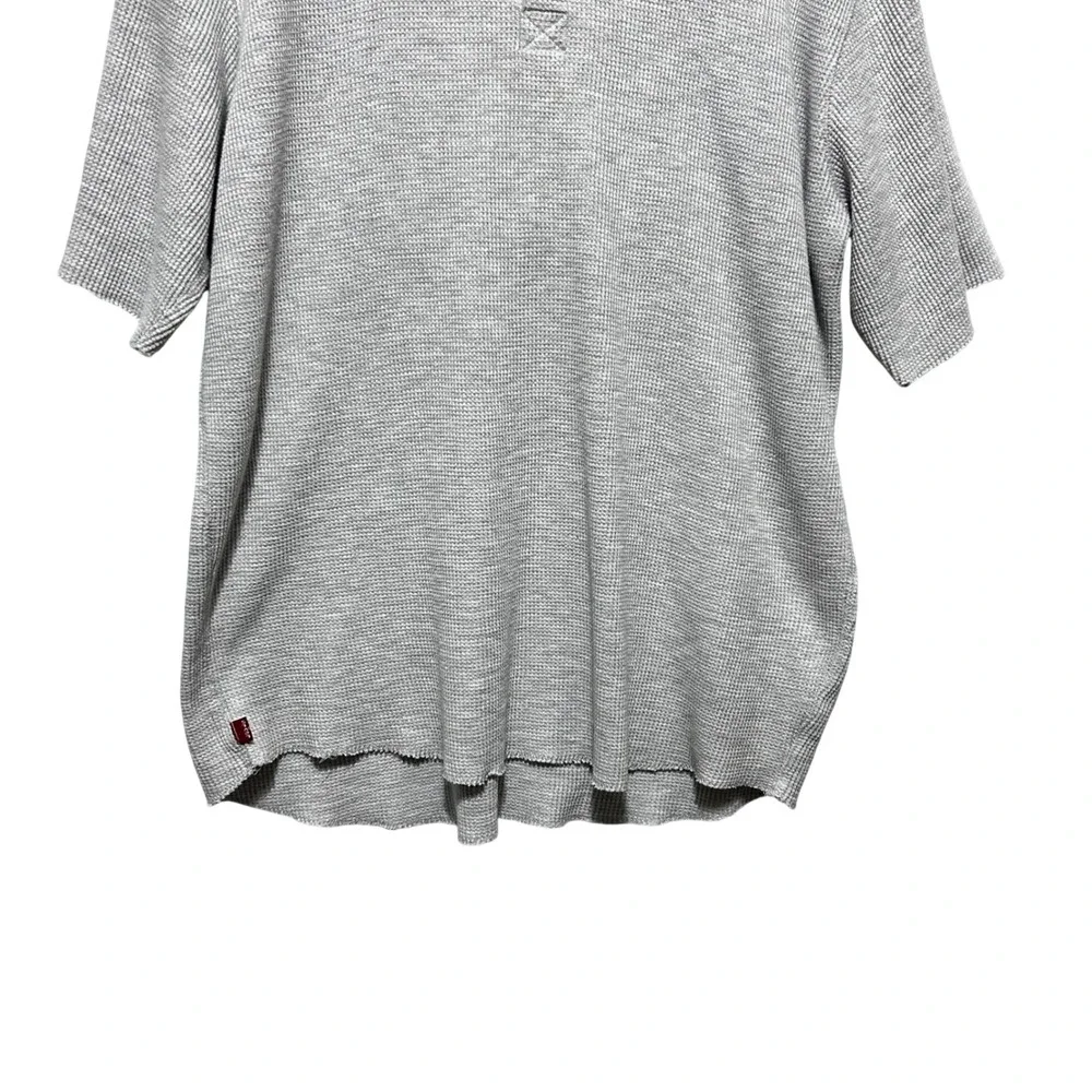Levis Mens Waffle‎ Knit Henley Shirt XXL Gray Thermal Casual Workwear Utility